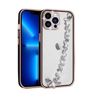 Uyumlu Model Apple iPhone 12 Pro Kılıf Diamonds Taşlı El Tutmalı Kapak (Siyah)