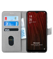 Microsonic Oppo AX7 Kılıf Fabric Book Wallet (Gri)