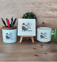 Kadın İngilizce Öğretmeni Hediye Sepeti Kupa Bardak T Kulplu, Kalemlik ve Dekoratif Taş Öğretmenler Günü Hediyesi (Model 8)