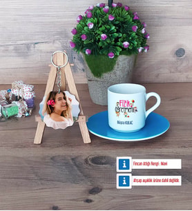 Fizik Öğretmeni Türk Kahvesi Fincanı Ahşap Altlıklı ve Fotoğraflı Ahşap Anahtarlık Hediye (Model 5)