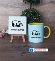 Uykucu Panda Dekoratif Taş, Kupa Bardak Kırmızı Hediye (Model 6)