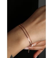 Elika Silver Kadın İkili Zincir Model 925 Ayar Gümüş Bileklik (Rose)