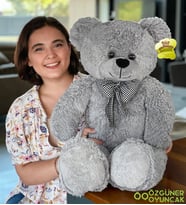 100 cm Papyonlu Lila Büyük Ayıcık (%100 Yerli) (Gri)