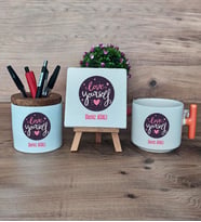 Love Your Self Hediye Sepeti Kupa Bardak T Kulplu, Kalemlik ve Dekoratif Taş Arkadaşa Hediye, Anneye Hediye (Model 7)