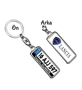 Kişiye Özel Plaka Metal Anahtarlık   Lancia Logo (Gümüş)