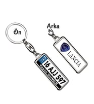 Kişiye Özel Plaka Metal Anahtarlık   Lancia Logo (Gümüş)