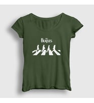 Presmono Kadın Sarı Abbey Road The Beatles T-Shirt 113961tt (Haki)