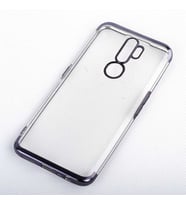 Oppo A5 2020 Kılıf Zore Dört Köşeli Lazer Silikon Kılıf (Siyah)