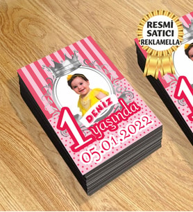 1 Temalı Kişiye Özel Resimli Doğum Günü Magneti  8x6 Cm 10 Adet (Pembe)