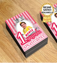 1 Temalı Kişiye Özel Resimli Doğum Günü Magneti  8x6 Cm 10 Adet (Pembe)