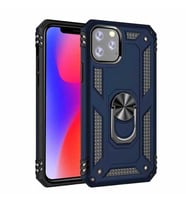 Apple iPhone 11 Pro Uyumlu Kılıf Standlı Manyetik Yüzüklü Military Magnetic Ring Polycarbonate and TPU Case (Lacivert)