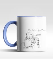 Kişiye Özel Noel Baba Mutlu Yıllar Tasarımlı Siyah Kupa (Mavi)