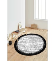 Dijital Baskılı Kaymaz Taban Yıkanabilir Yuvarlak Salon Halısı Koridor Halısı Paspas NDY-HT-510 (Siyah)