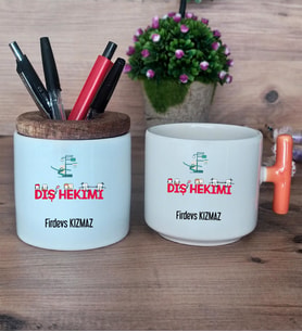 Diş Hekimi Hediye Sepeti Kupa Bardak T Kulplu, Kalemlik Hediyeleri Diş Hekimleri Günü Hediyesi (Model 7)