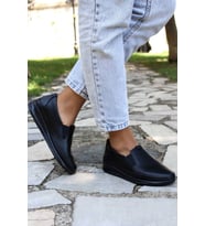 FAST STEP Hakiki Deri Kadın Casual Ayakkabı 864ZA1201 (Siyah)