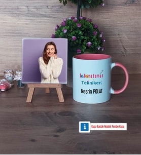 Laboratuvar Teknikeri Fotoğraflı Dekoratif Taş, Kupa Bardak Beyaz Hediye (Model 6)