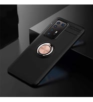 Huawei P40 Pro Kılıf Yüzüklü Magnetli Ravel Case (Siyah-Rose Gold)
