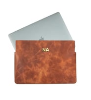 Twingold Kişiye Özel %100 Deri Rainbow 11" Macbook Kılıfı Antrasit (Turuncu)