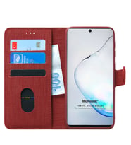 Samsung Galaxy Note 10 Plus Kılıf Fabric Book Wallet (Kırmızı)