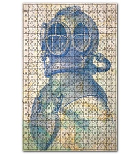 Cakapuzzle Harita Nostaljik Dalgıç Kıyafeti Görseli Puzzle Yapboz MDF (Ahşap) (1000 Parça)