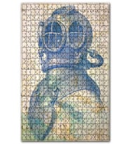 Cakapuzzle Harita Nostaljik Dalgıç Kıyafeti Görseli Puzzle Yapboz MDF (Ahşap) (1000 Parça)