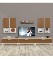 Decoraktiv Eko 8da Mdf Retro Tv Ünitesi Tv Sehpası (Beyaz - Ceviz)