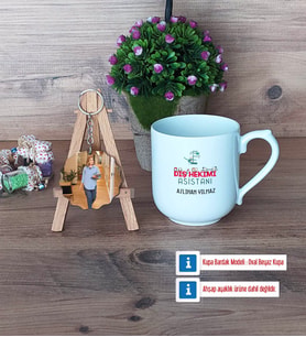 Diş Hekimi Asistanı Kupa Bardak Beyaz ve Fotoğraflı Ahşap Anahtarlık Hediye Diş Hekimi Asistanına Hediye (Model 5)