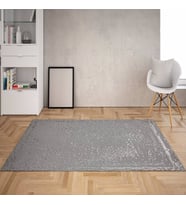 Dijital Baskı Yıkanabilir Kaymaz Taban Leke Tutmaz Düz Modern Salon Halı (Gri)