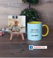 Anneanneye Hediye Fotoğraflı Dekoratif Taş, Kupa Bardak Beyaz Hediye (Model 7)