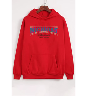 Unisex Michigan Tasarım Sweatshirt (A.Kırmızı)
