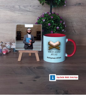 Kuran Kursu Hocası Fotoğraflı Dekoratif Taş, Kupa Bardak Beyaz Hediye (Model 2)