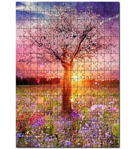 Cakapuzzle Ağaç Kadın Bahar Çiçekleri Puzzle Yapboz MDF (Ahşap) (255 Parça)
