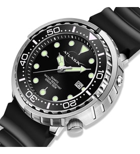 AtlasX Diver Quartz 100m Su Geçirmez Tasarım Erkek Kol Saati (Siyah)