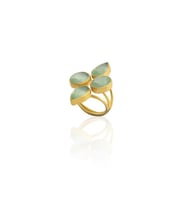 Kadir Jewellery 22 Ayar Altın Kaplama Zirkon Taşlı Kadın Vintage Yüzük (Açık Yeşil)
