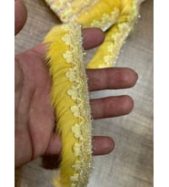 EN 3 CM TÜĞLÜ İŞLEMELİ ŞERİT DEKORATİF ŞERİT BORDÜR DİKİŞ AKSESUARI 1 METRE (Sarı)