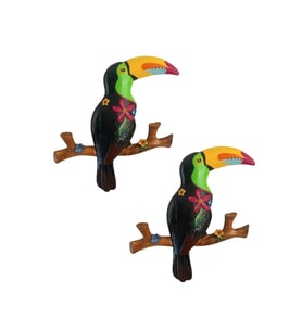 Büyük Boy Dekoratif Tukan Kuşu Farklı Renklerde Hediye Kutulu 2 Adet 23 x 26 cm (Yeşil)