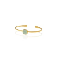 Kadir Jewellery Zirkon Taşlı Ayarlanabilir 22 Ayar Altın Kaplama Bilezik (Açık Yeşil)