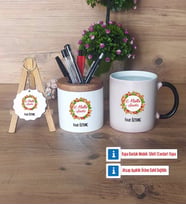 Yılbaşı Hediyesi Hediye Sepeti Kalemlik, Kupa Bardak Sihirli, Ahşap Anahtarlık Hediye (Model 1)