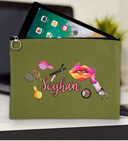 BK Gift Kişiye Özel İsimli-4 Tablet Çantası 30x21cm(12 Renk Seçeneği), Ipad Çantası, Baskılı Tablet Kılıfı (Yeşil)