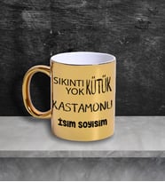 Kastamonu Temalı Kişiye Özel İsim ve/veya Fotoğraflı Kupa Bardak No:X025-037 (Gold)