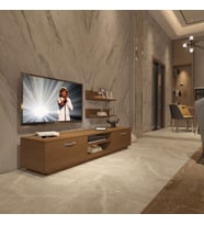 Decoraktiv Eko 4B Mdf Dvd Tv Ünitesi Tv Sehpası - Parlak Beyaz (Ceviz)