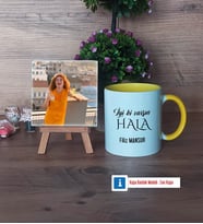 Halaya Hediye Fotoğraflı Dekoratif Taş, Kupa Bardak Beyaz Hediye (Model 7)
