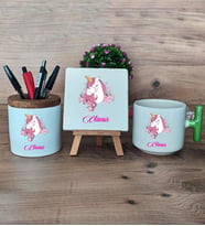 Unicorn Hediye Sepeti Kupa Bardak T Kulplu, Kalemlik ve Dekoratif Taş Kız Çocuğuna Arkadaşa Sevgiliye Doğum Günü Hediyesi (Model 8)