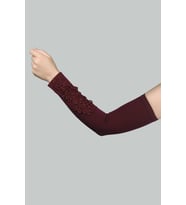 Dantelli Boncuklu Güpür Pratik Tesettür İnci Kolluk Penye Namaz Kolluğu (Bordo)