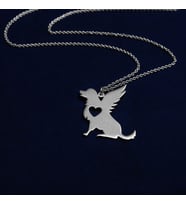 Kişiye Özel 925 Ayar Gümüş Melek Kanadı Köpek Kolye (Gümüş)