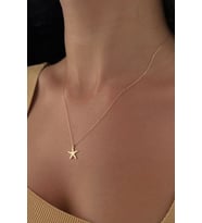 14 Ayar Altın Taşsız Deniz Yıldızı Kolye (Sarı)