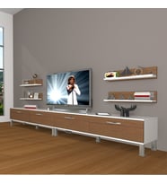 Decoraktiv Eko 360R Slm Krom Ayaklı Tv Ünitesi Tv Sehpası (Beyaz - Ceviz)