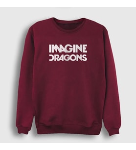 Presmono Unisex Beyaz Logo V2 Imagine Dragons Sweatshirt 82407tt (Bordo)