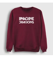 Presmono Unisex Beyaz Logo V2 Imagine Dragons Sweatshirt 82407tt (Bordo)