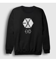 Presmono Unisex Beyaz Logo Exo Sweatshirt 61527tt (Siyah)